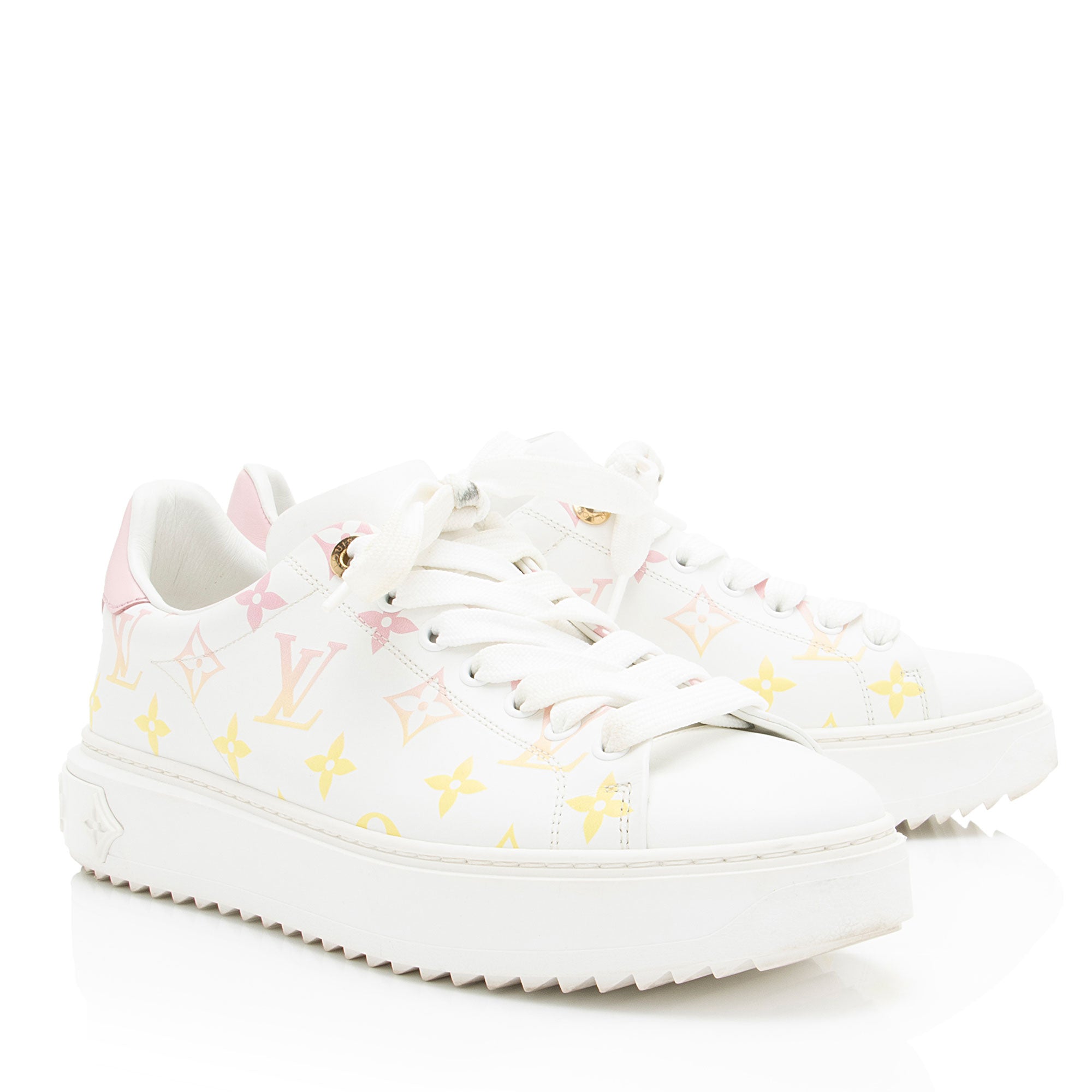 Louis Vuitton Monogram Calfskin Time Out Sneakers - Size 8.5 / 38.5