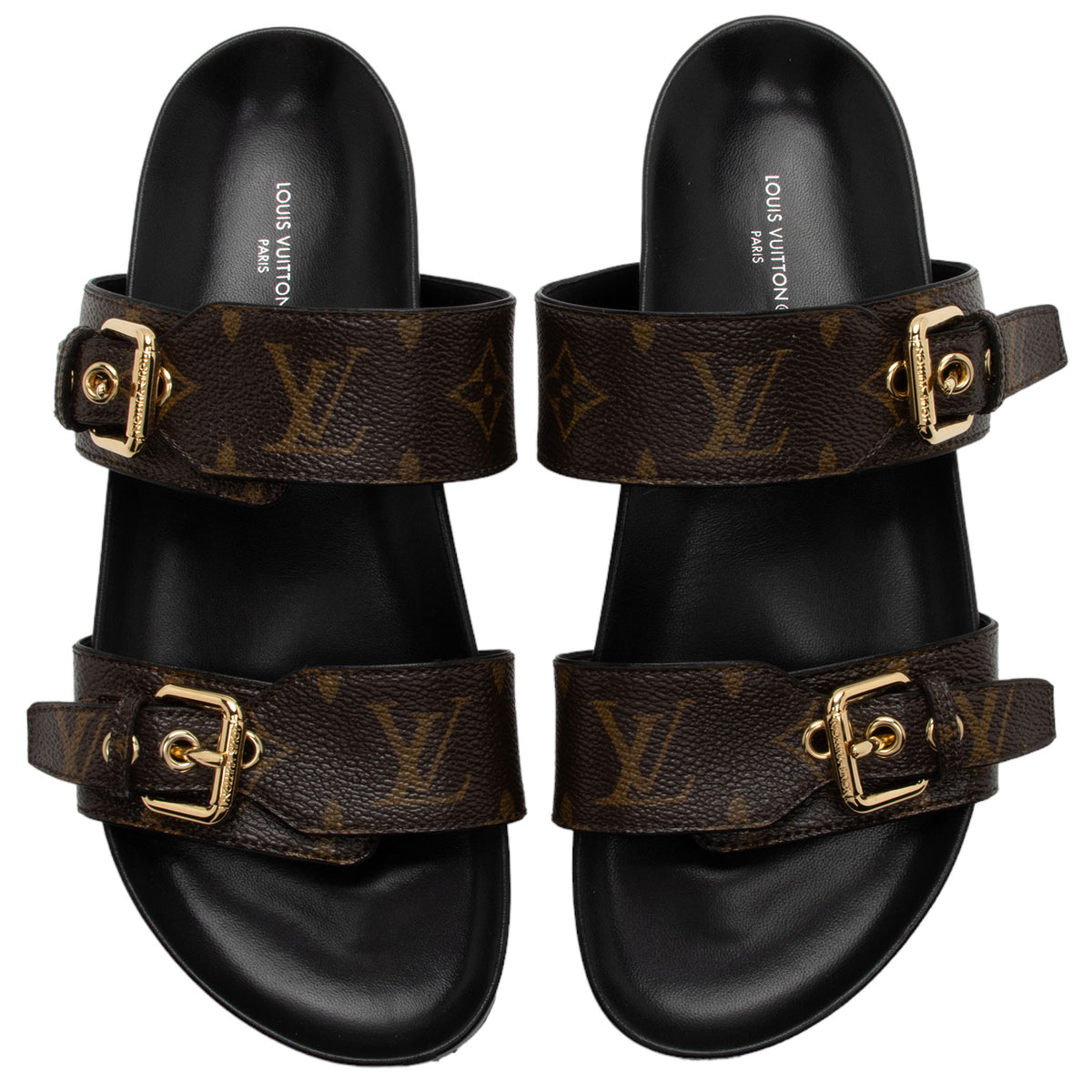 Louis Vuitton Brown Monogram Canvas Slide Sandals with Black Footbeds Louis Vuitton Monogram LV Sunset Comfort Flat Sandals 36  main image 2