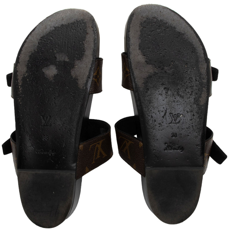 Louis Vuitton Brown Monogram Coated Canvas Bom Dia Flat Slides