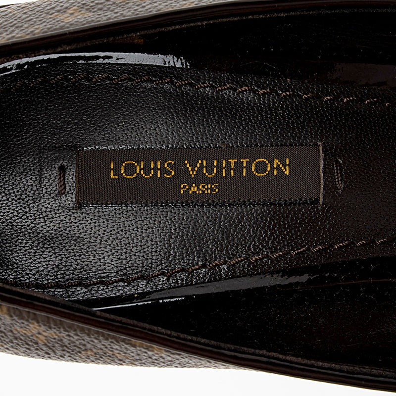 Louis Vuitton Monogram Canvas Cork Rivoli Peep Toe Platform Pumps - Si –  LuxeDH