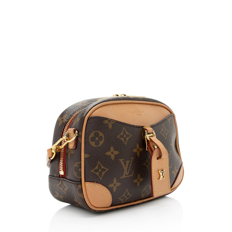 Louis Vuitton Logo Deauville Hand Bag Monogram Leather Brown