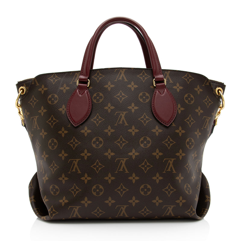 Louis Vuitton Flower Zipped Tote Monogram Canvas MM Brown Burgundy