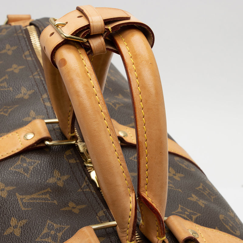 LOUIS VUITTON Keepall 55 Bandouliere Monogram Canvas Travel Bag Brown