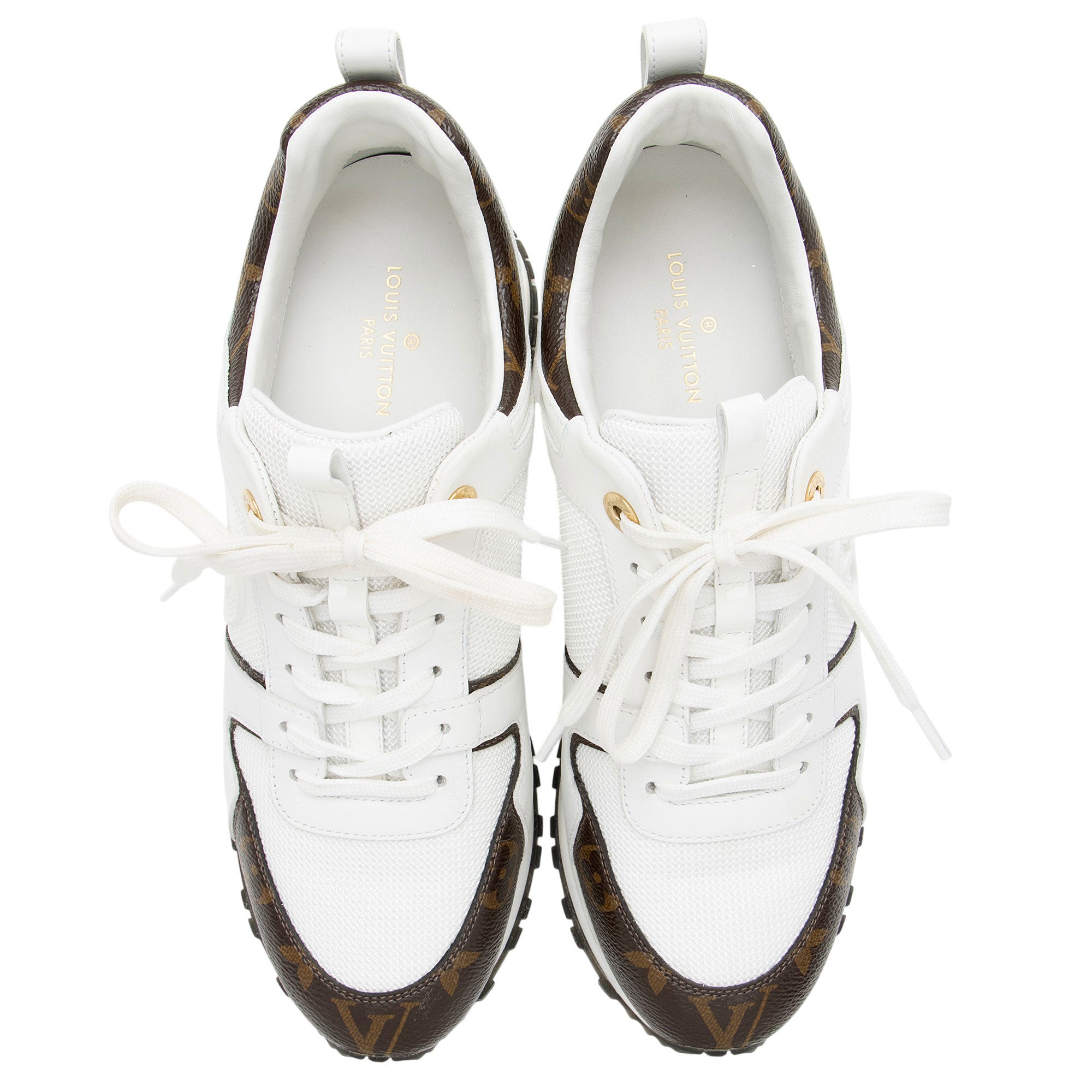 Louis Vuitton Monogram Canvas Leather Run Away Sneakers - Size 8 / 38