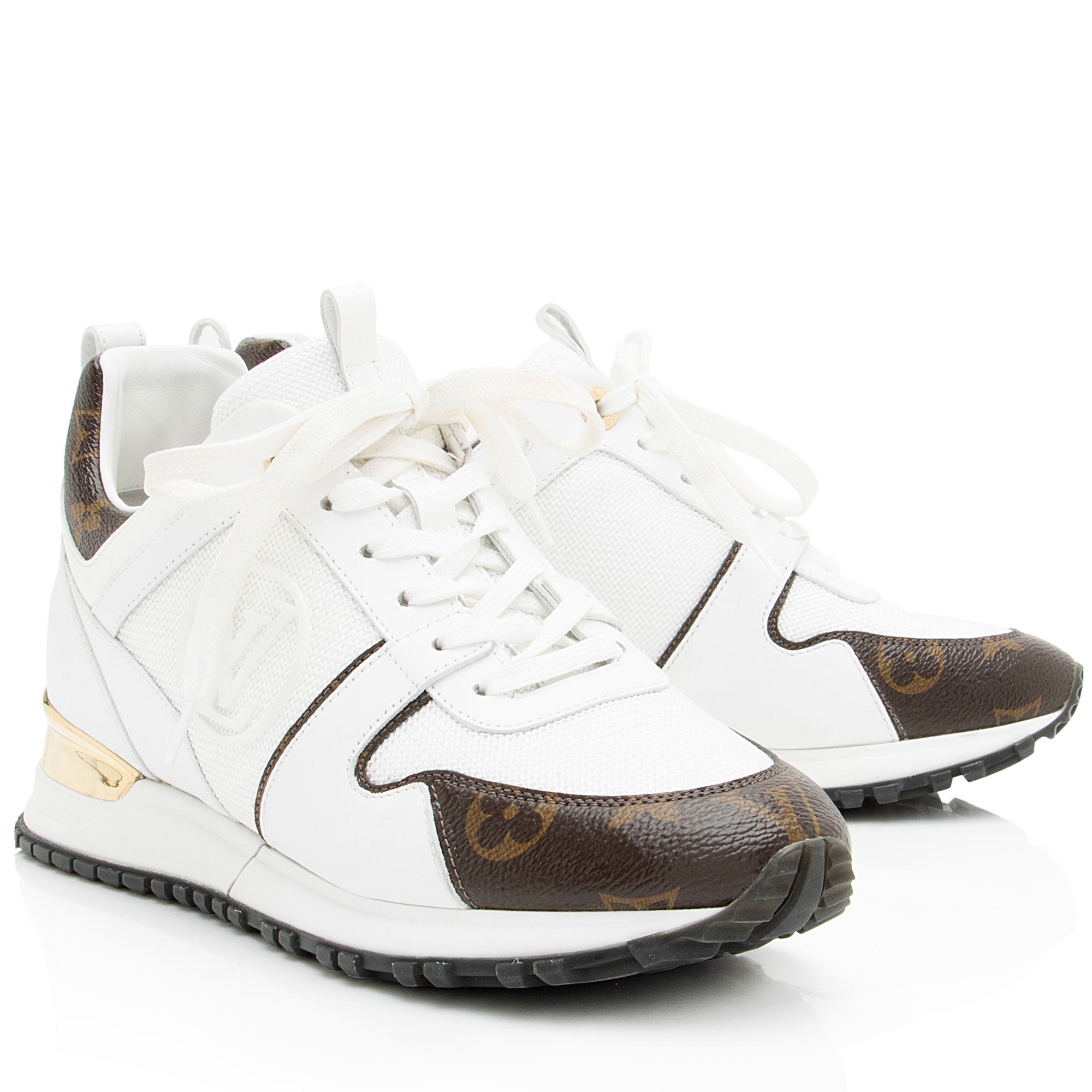 Louis Vuitton Monogram Canvas Leather Run Away Sneakers - Size 8 / 38