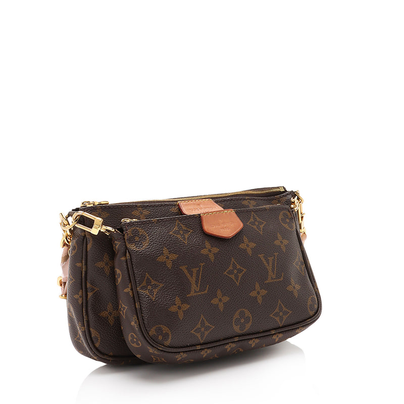 Auth Louis Vuitton Multi Pochette Accessoires Monogram Canvas Brown Khaki  Strap