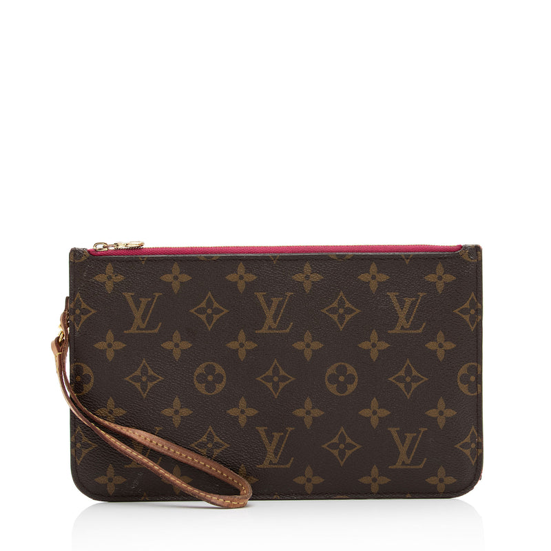 Louis Vuitton Neverfull MM Bag in Monogram with Cherry Red