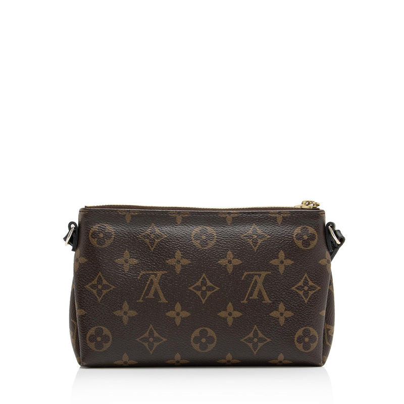 LOUIS VUITTON Pallas Monogram Canvas Clutch Crossbody Bag Brown