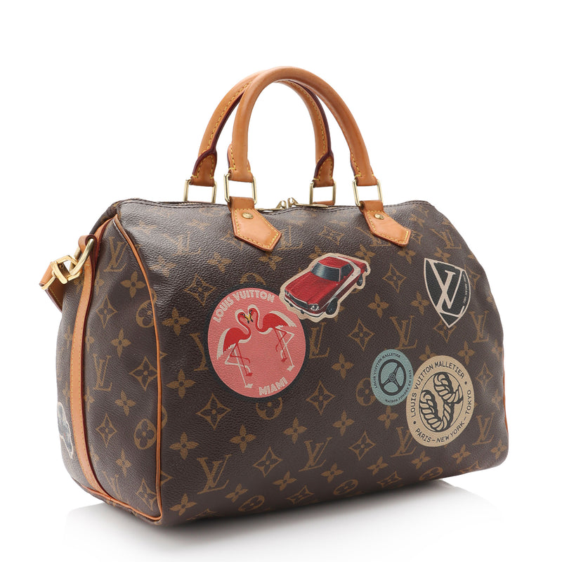 LOUIS VUITTON Speedy Bandouliere 30 World Tour Monogram Canvas Satchel