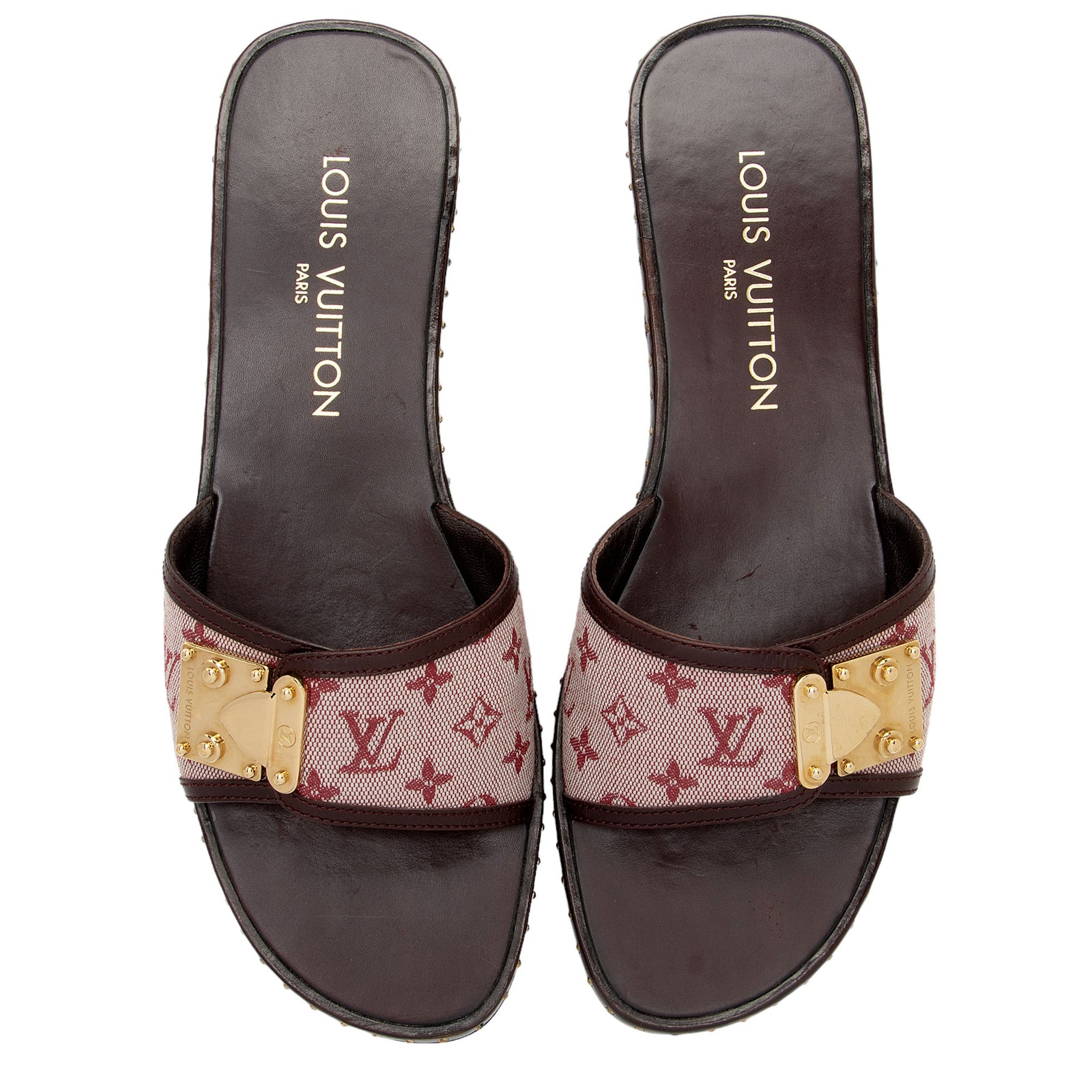 Louis Vuitton Monogram Denim Lock It Mule Sandals Size 7.5 37.5 S LuxeDH