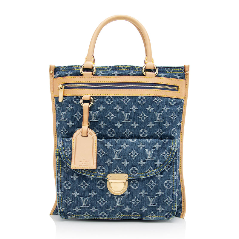Louis Vuitton Monogram Denim Sac Plat Tote SHF mkC7Vd LuxeDH
