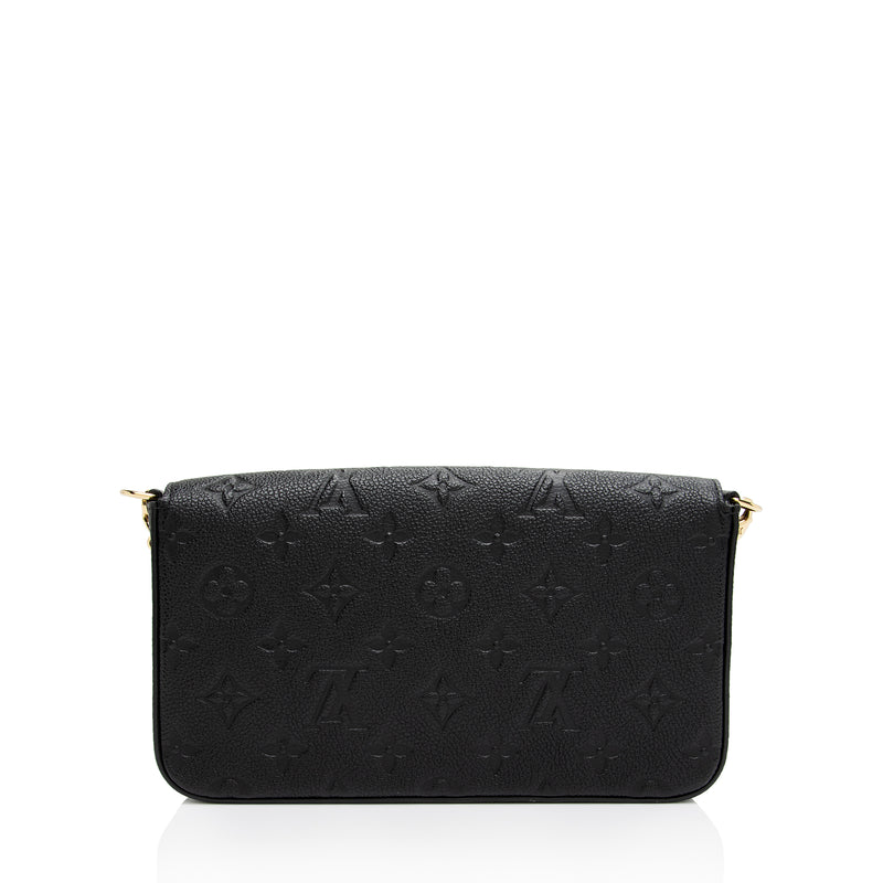 Louis+Vuitton+Pochette+Felicie+Shoulder+Bag+Black+Leather for sale online