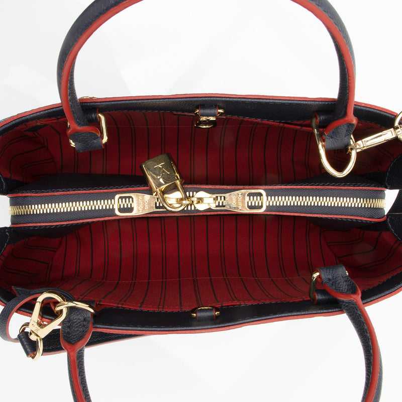 Louis Vuitton Montaigne MM handbag strap in blue/red monogram