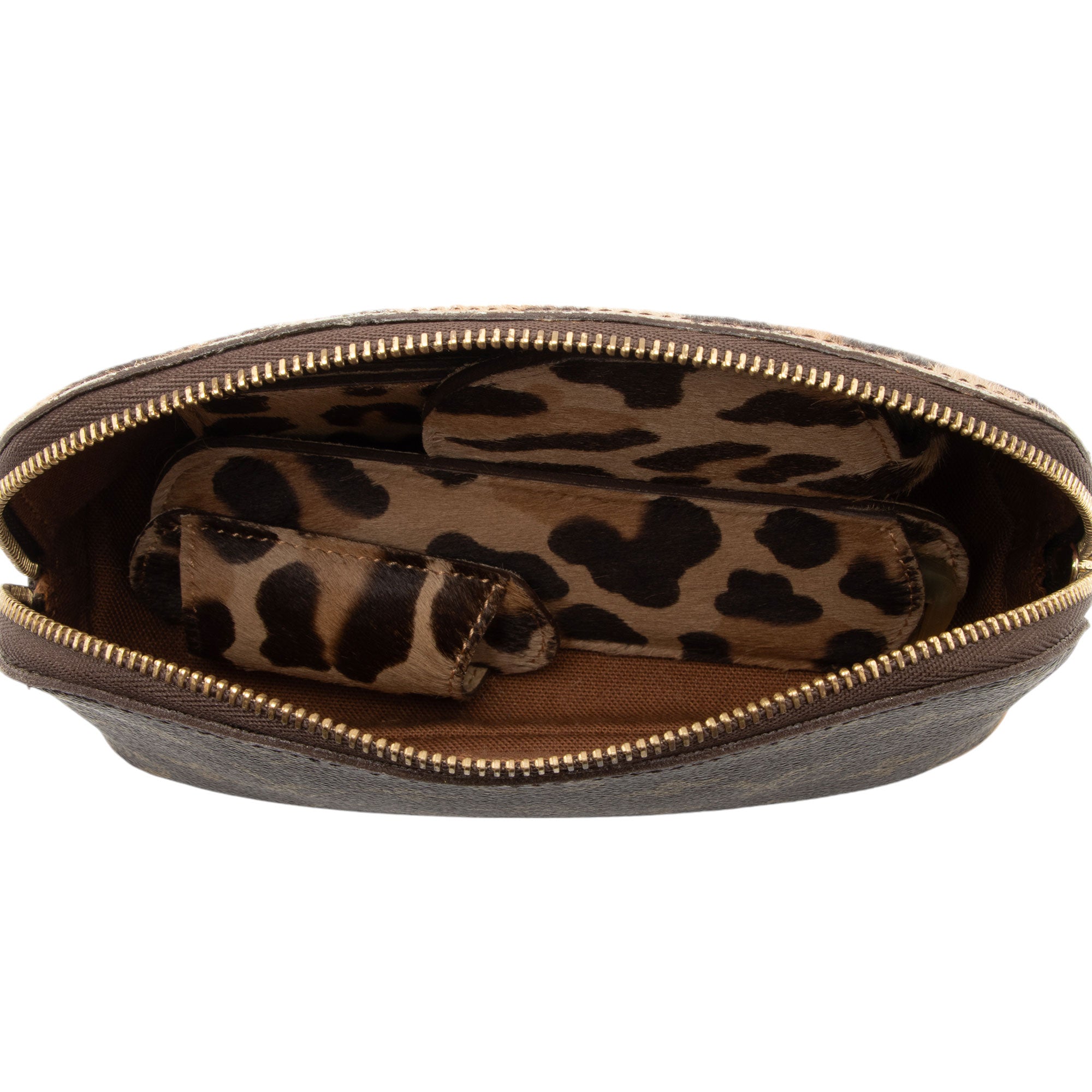 Louis Vuitton Monogram Leopard Print Pony Hair Azzedine Alaia Cosmetic Pouch (SHF-E6mACQ)