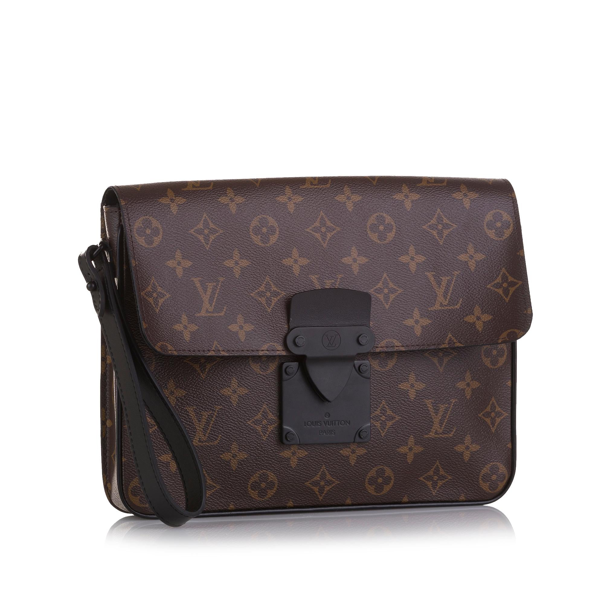 Louis Vuitton Monogram Macassar S Lock A4 Pouch (SHG-7uwojo)