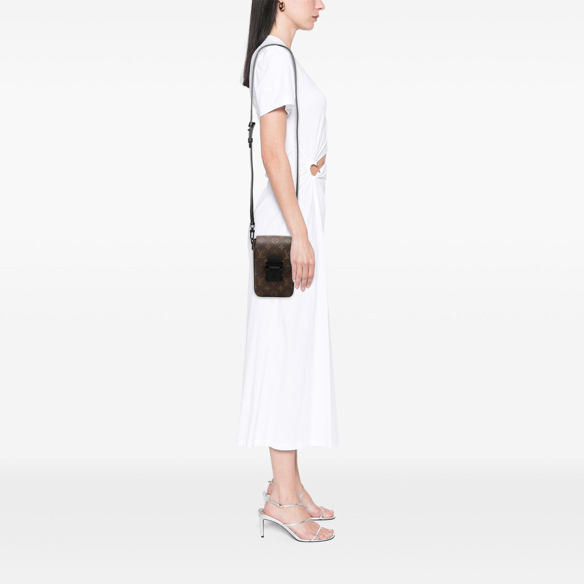 Louis Vuitton Monogram Macassar S Lock Vertical Wearable Crossbody