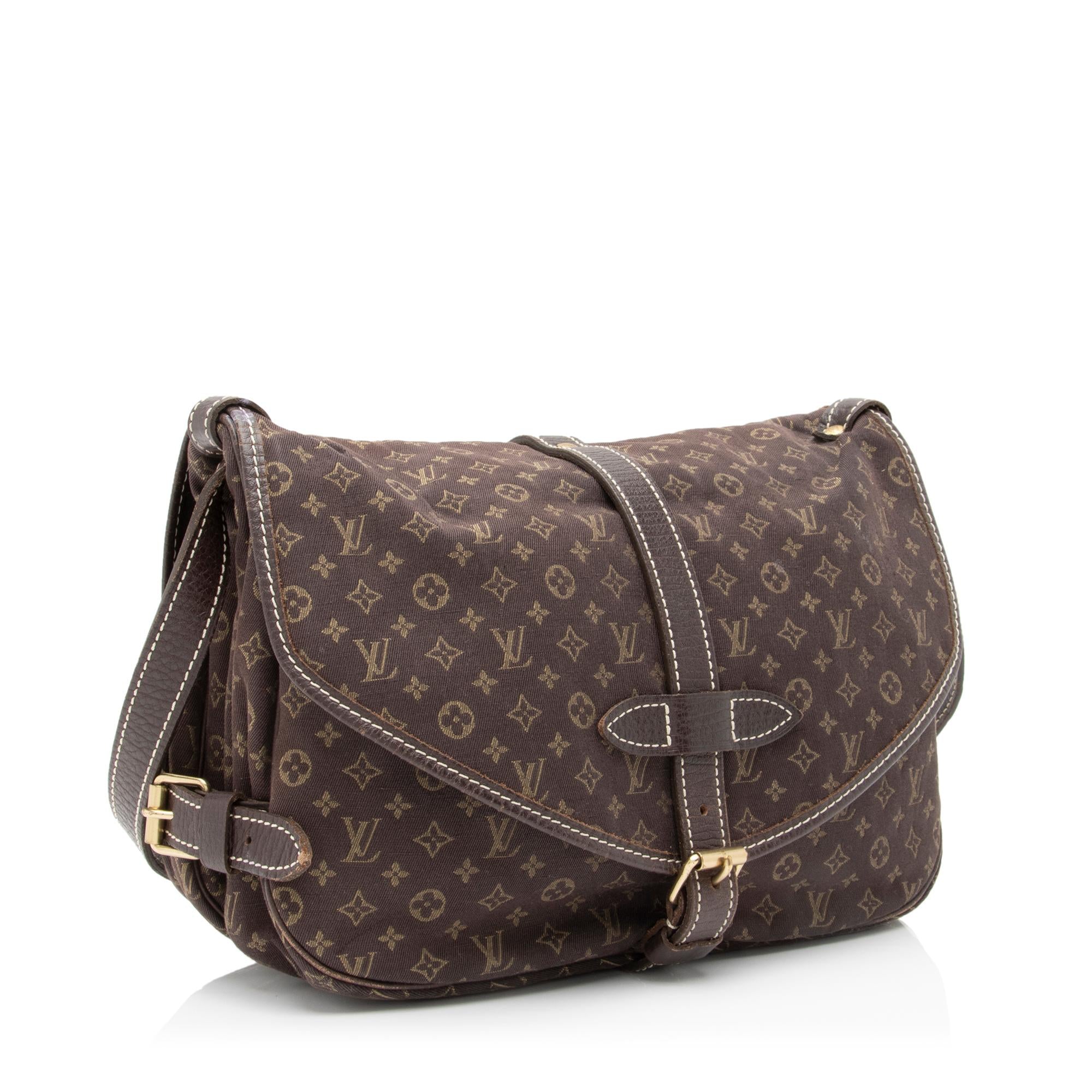 Louis Vuitton Monogram Mini Lin Saumur 30 Messenger Bag (SHF-S99Fys)