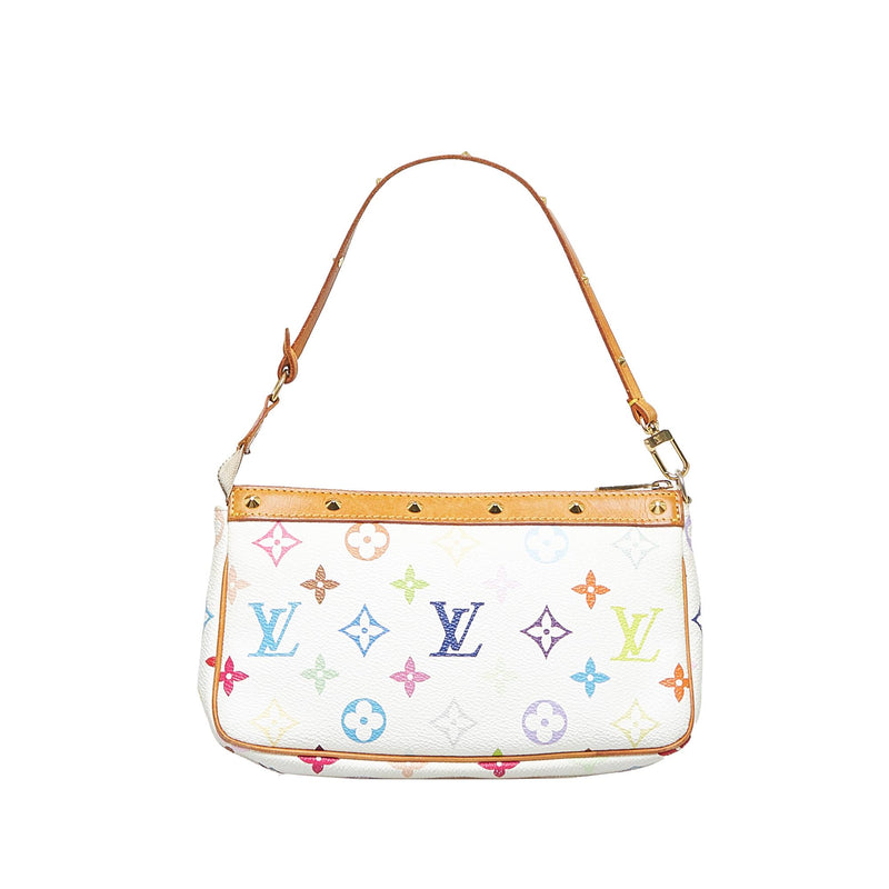 Louis Vuitton White Multicolor Monogram Canvas Pochette Bag