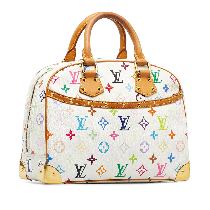 LOUIS VUITTON Monogram Multicolore Trouville Hand Bag Gold Buckle  White/Color