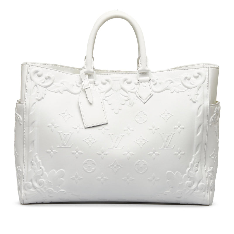 Louis Vuitton White Monogram Leather Ornaments Sac Plat 24H Tote Bag Louis  Vuitton