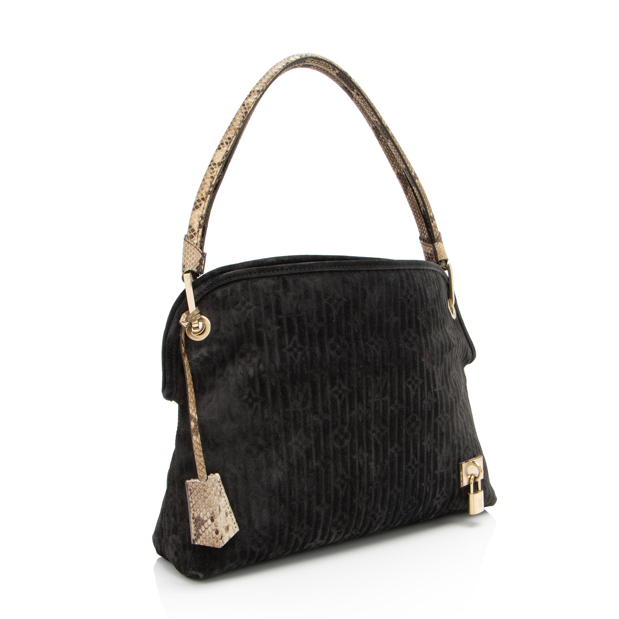 Louis Vuitton Monogram Embossed Suede Python Wish Bag