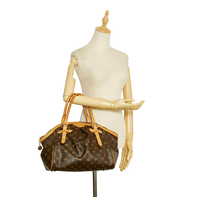 Authentic Louis Vuitton Monogram Brown Leather Tivoli GM Hand Bag