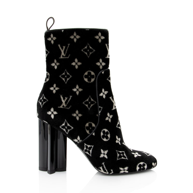 Louis Vuitton Monogram Velvet Silhouette Ankle Boots Size 7.5