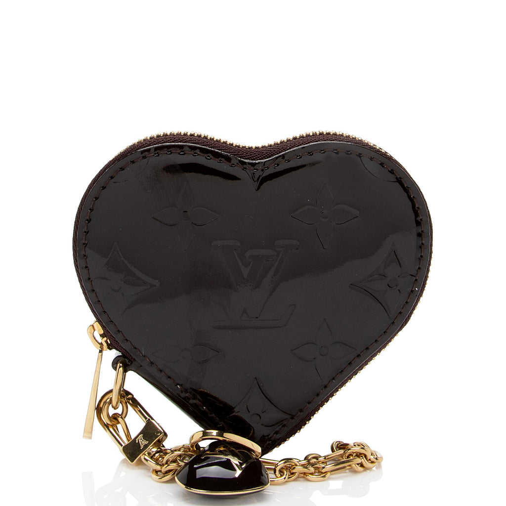Louis Vuitton Monogram Vernis Heart Coin Purse with Charms Repaired Used