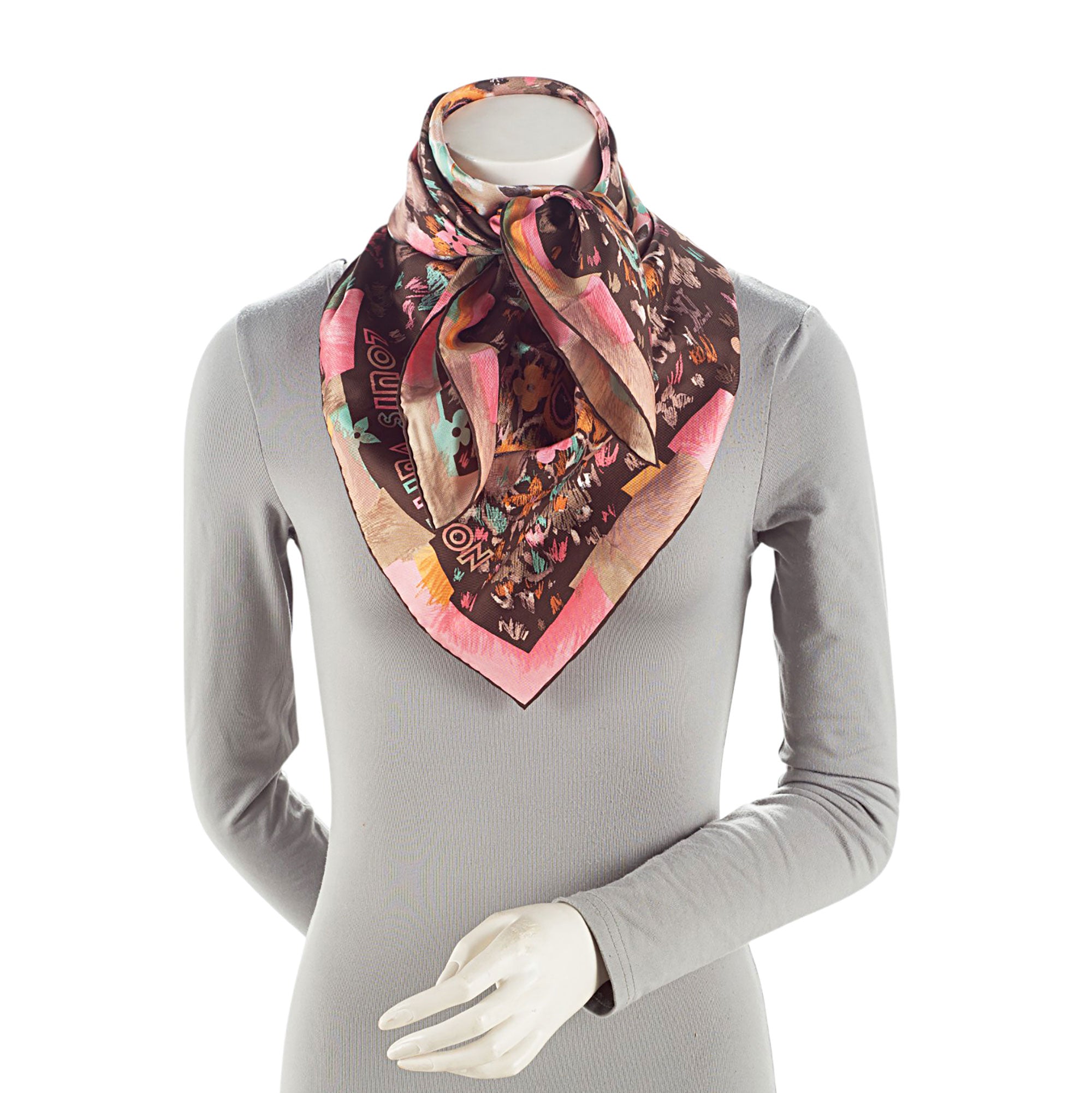 Louis Vuitton Monogram Watercolor Fleur 90cm Scarf (SHF-Hb1sqr)