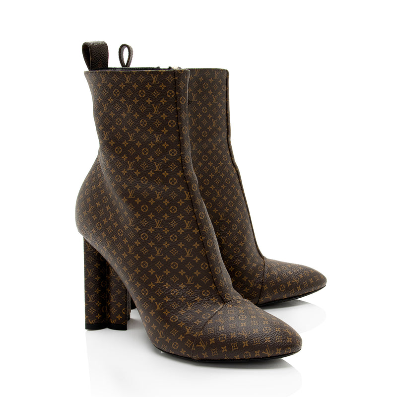 Louis Vuitton Nano Monogram Canvas Silhouette Ankle Boots - Size 8 / 38 (SHF-iE1dMv)