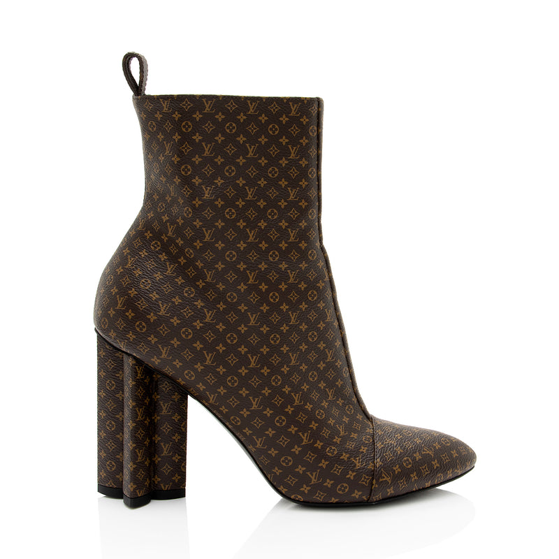 Louis Vuitton Nano Monogram Canvas Silhouette Ankle Boots - Size 8 / 38 (SHF-iE1dMv)