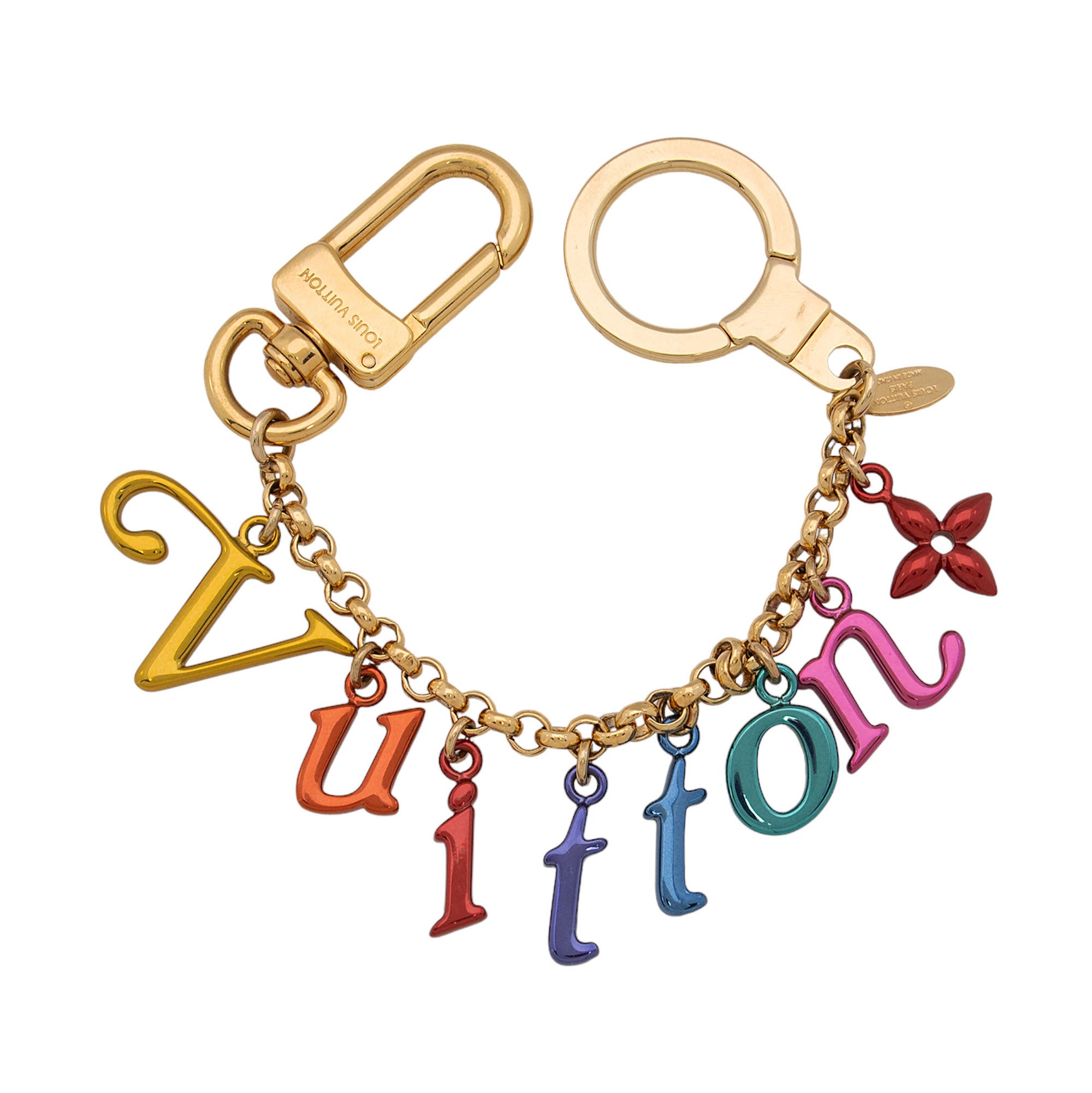 Louis Vuitton New Wave Logo Key Ring Bag Charm (SHF-w8GMz1)