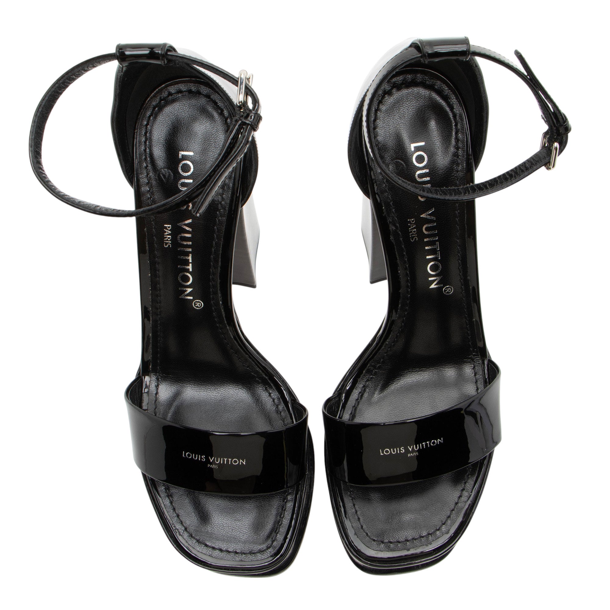 Louis Vuitton Patent Leather Fame Platform Sandals - Size 8.5 / 38.5