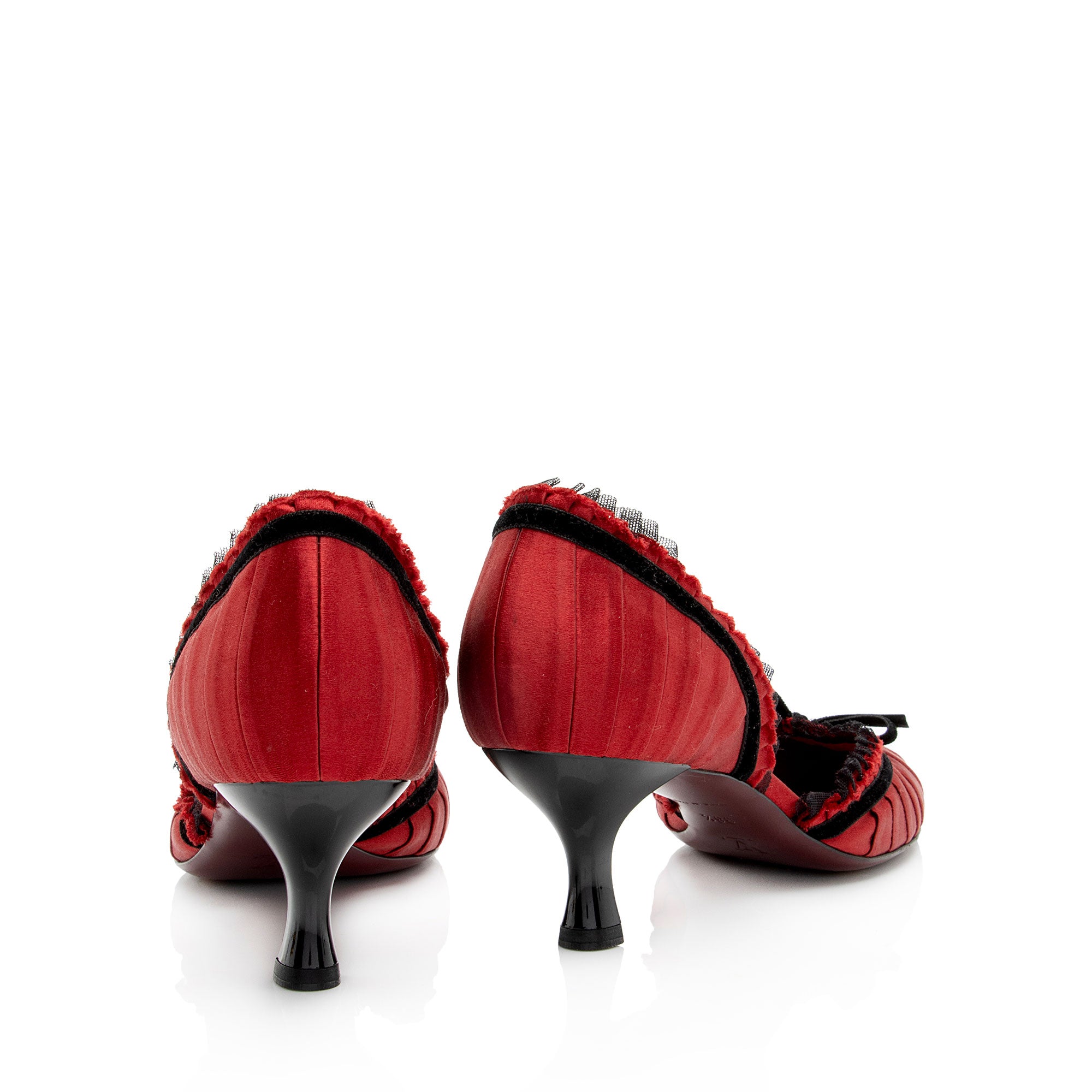 Louis Vuitton Satin Balmoral Bow Kitten Pumps - Size 8.5 / 38.5 (SHF-dG7dQJ)