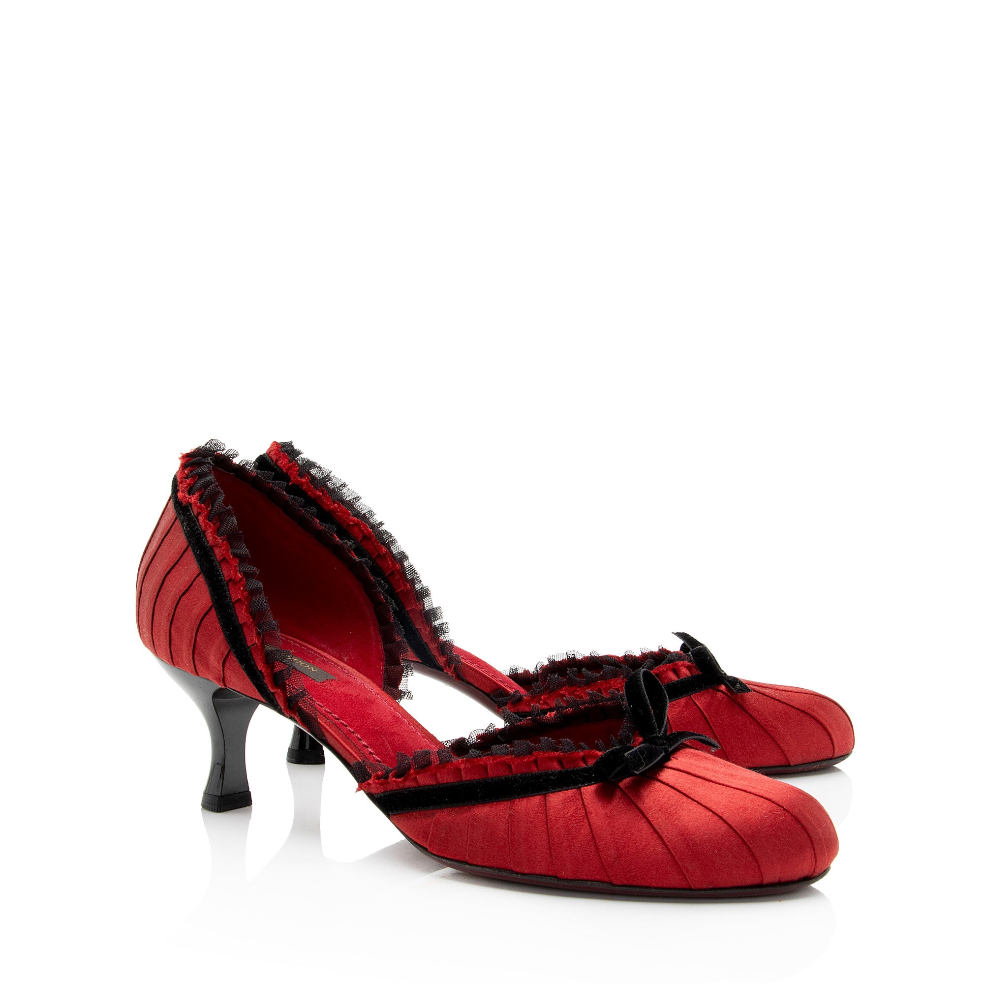 Louis Vuitton Satin Balmoral Bow Kitten Pumps - Size 8.5 / 38.5 (SHF-dG7dQJ)