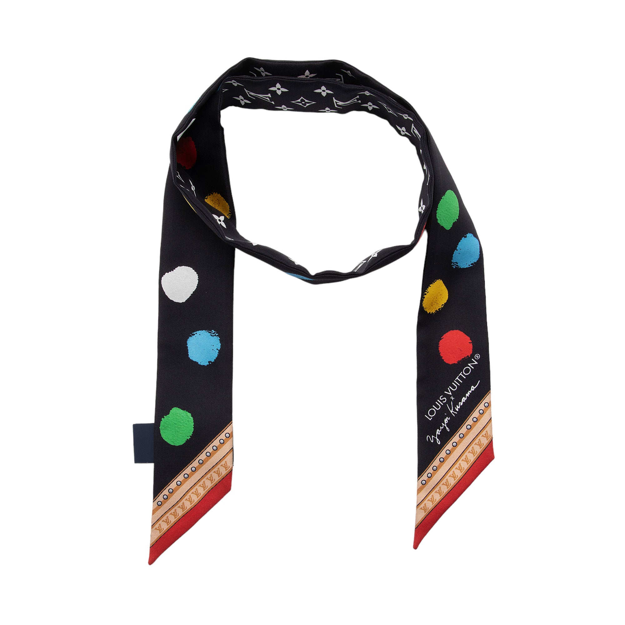 Louis Vuitton Silk Kusama Painted Dots Monogram BB Bandeau Scarf (SHF-IfNKJT)
