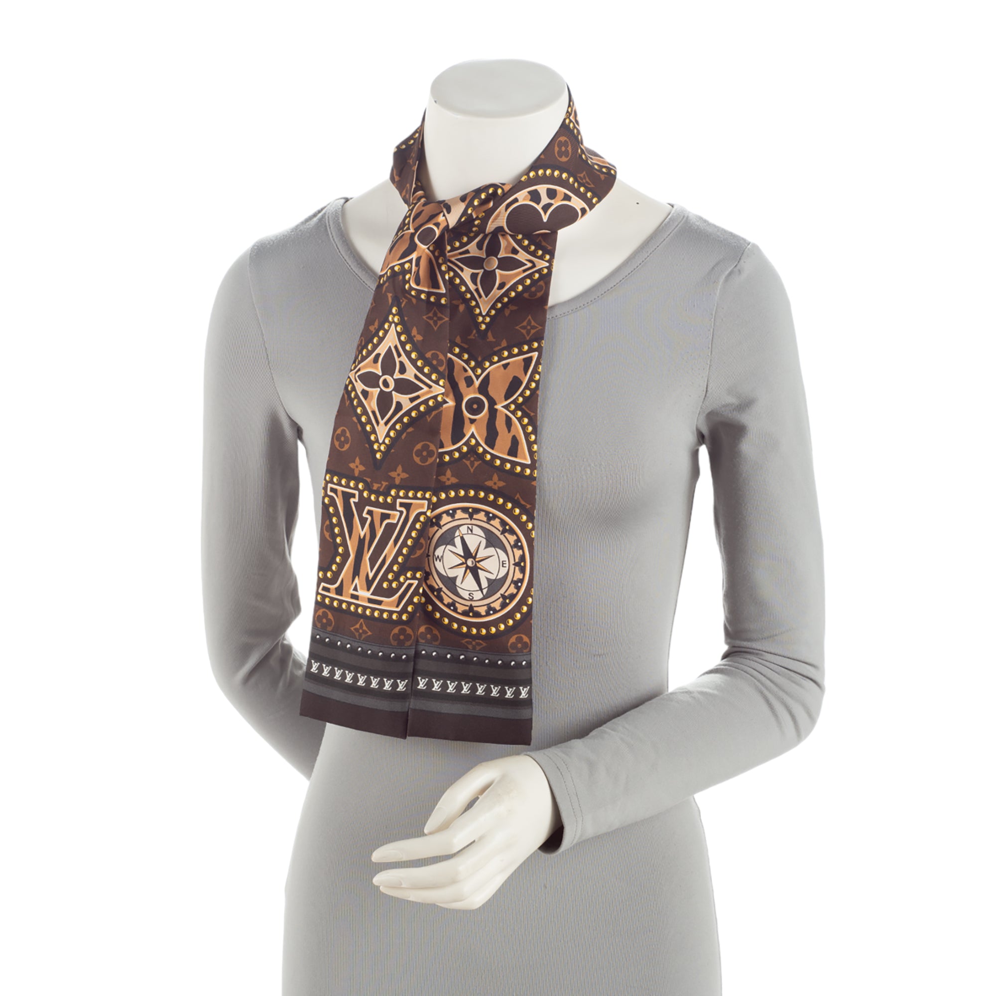 Louis Vuitton Silk LV World Bandeau Scarf (SHF-YuQffl)