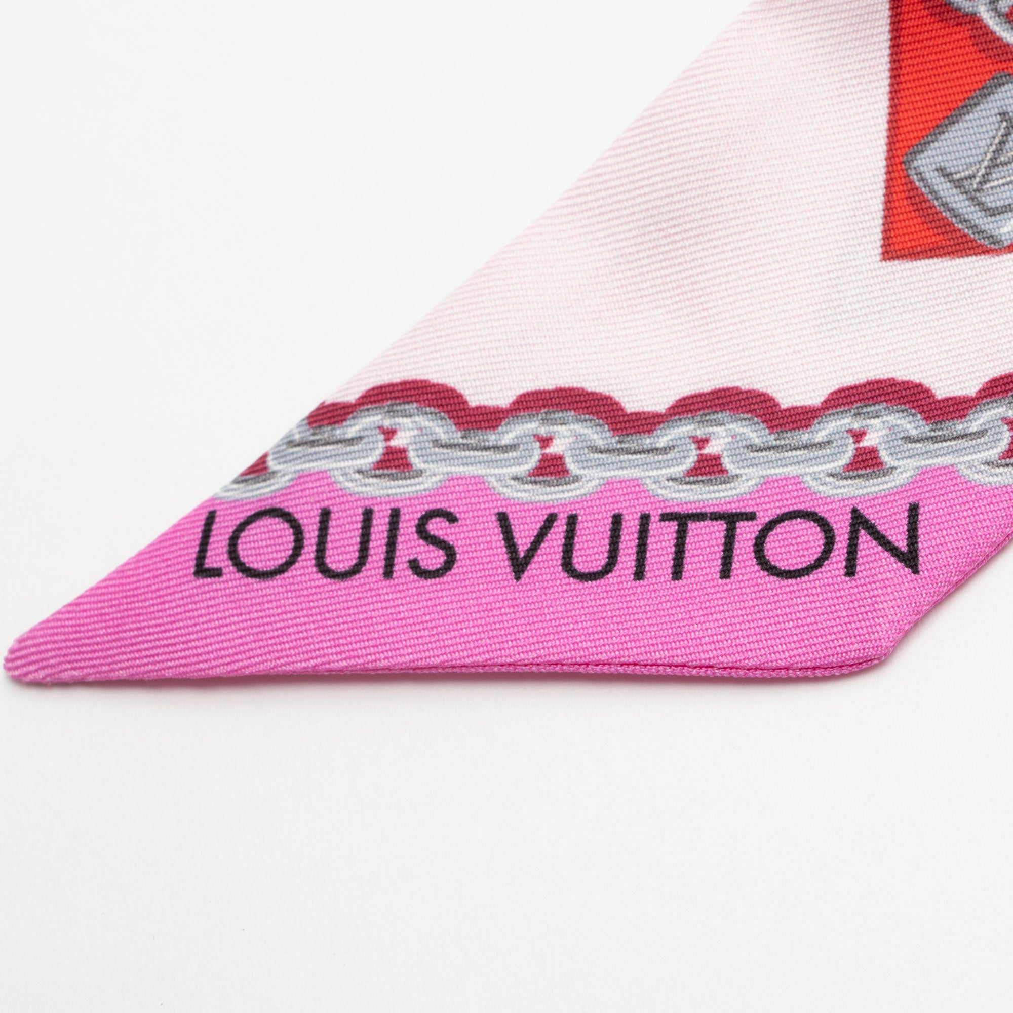 Louis Vuitton Silk Lucky Monogram Rose Pop BB Bandeau Scarf (SHF-LESBPh)