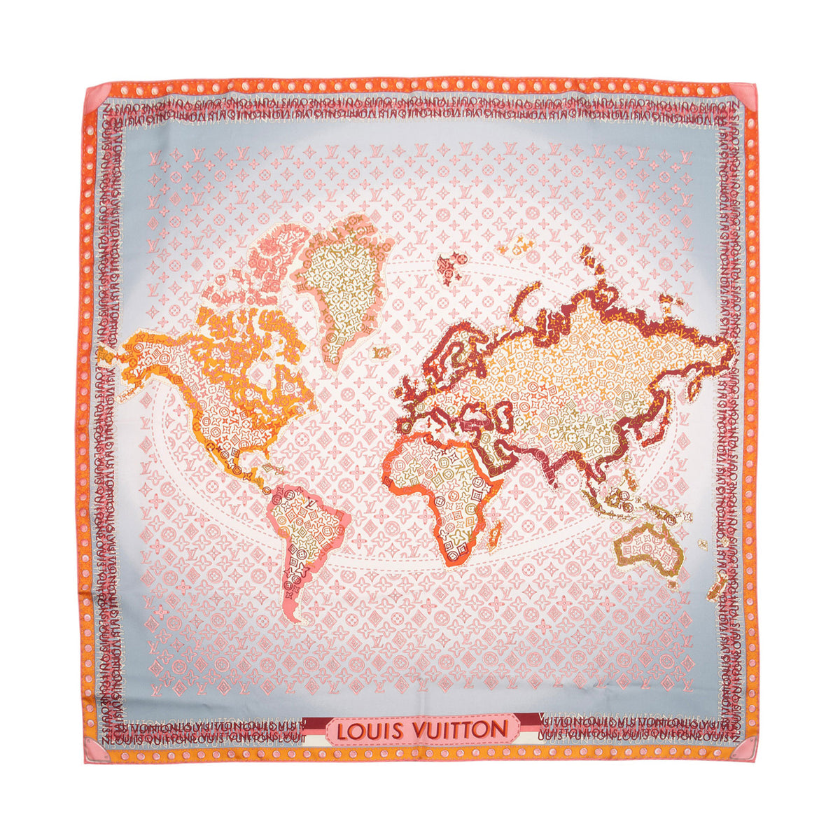 Louis Vuitton Silk Monogram Map 90cm Scarf