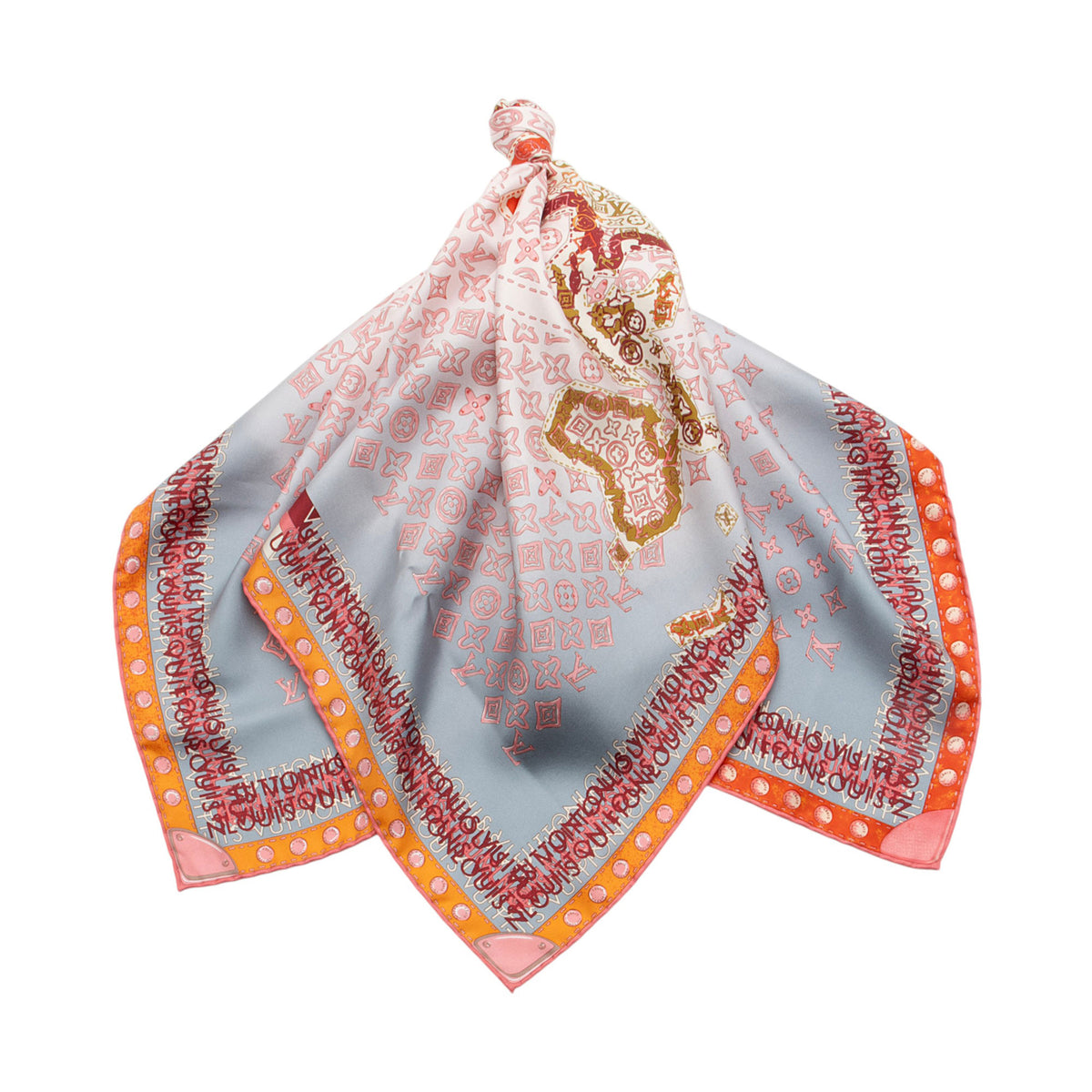 Louis Vuitton Silk Monogram Map 90cm Scarf