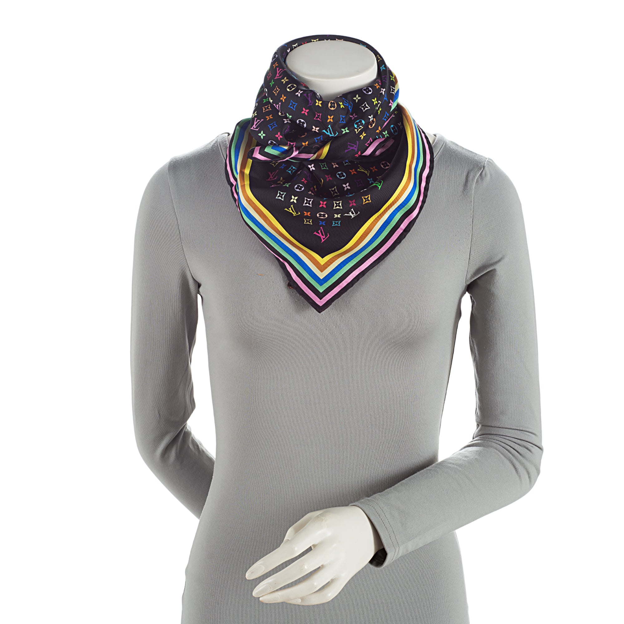 Louis Vuitton Silk Monogram Multicolore 70cm Scarf (SHF-Tkn0DW)