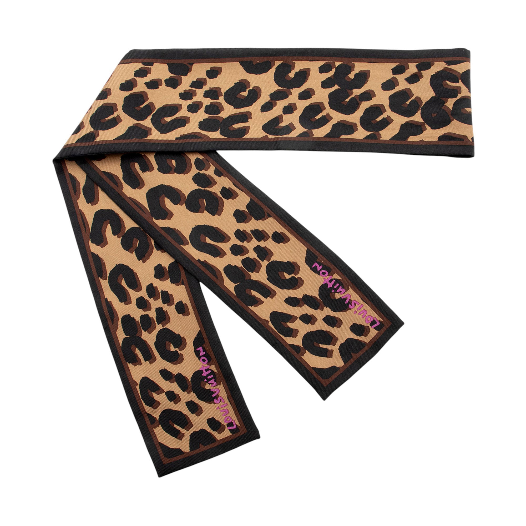 Louis Vuitton Silk Stephen Sprouse Monogram Leopard Bandeau Scarf