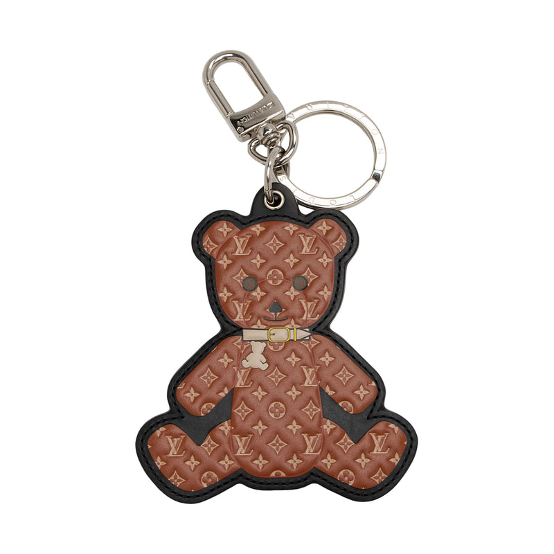 Teddy Bear Shaped Louis Vuitton Style Damier Keychain/Bag Charm (With Strap)