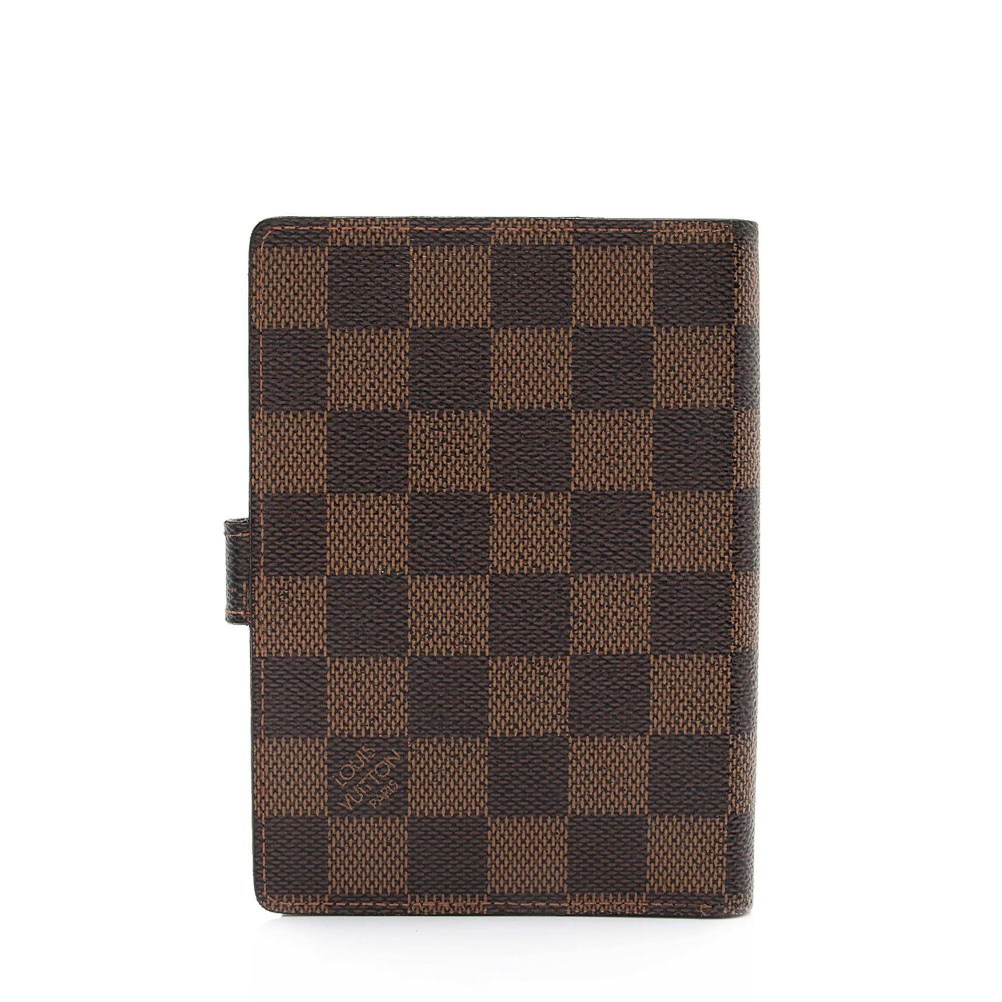Louis Vuitton Vintage Damier Ebene Small Ring Agenda Cover (SHF-23586)