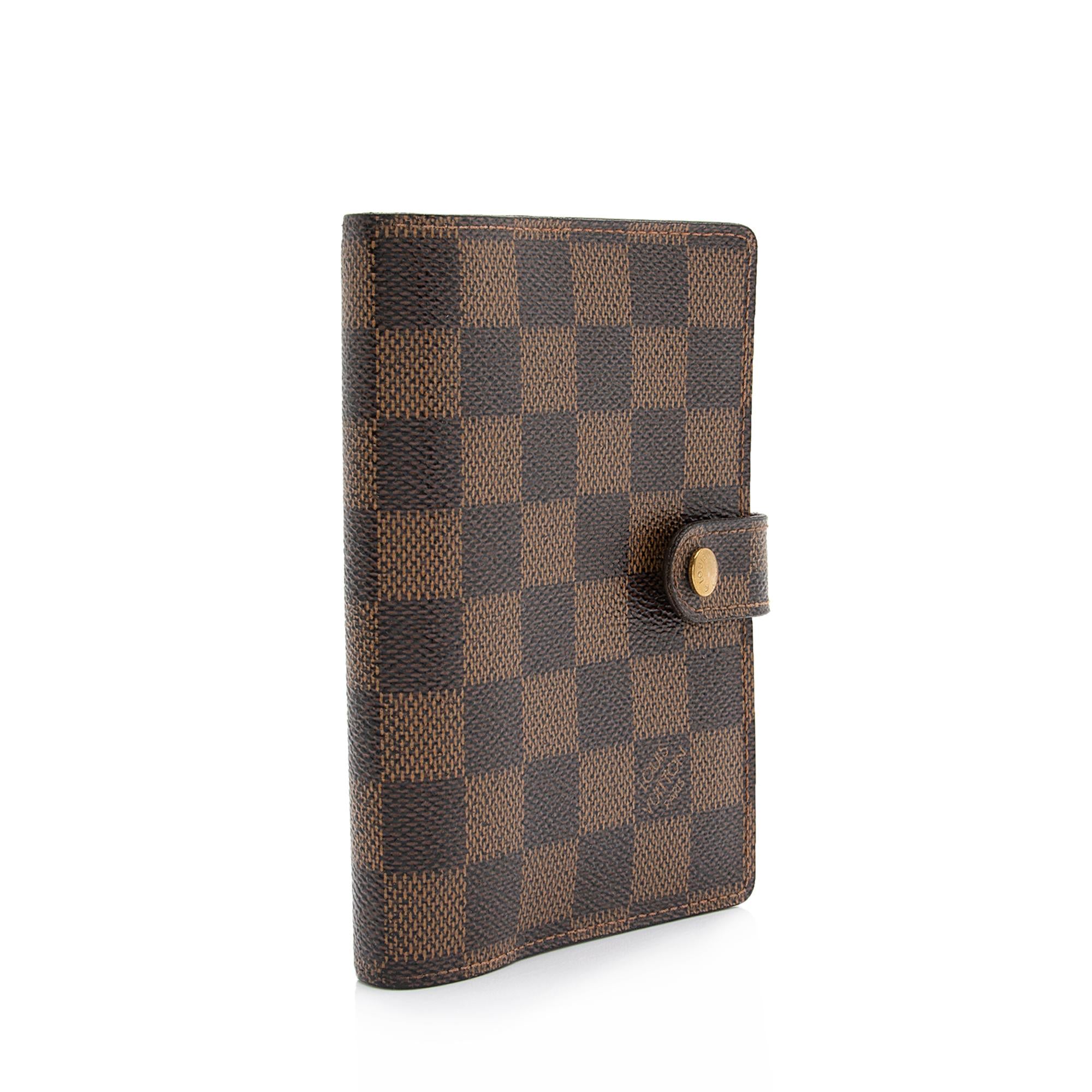 Louis Vuitton Vintage Damier Ebene Small Ring Agenda Cover (SHF-23586)