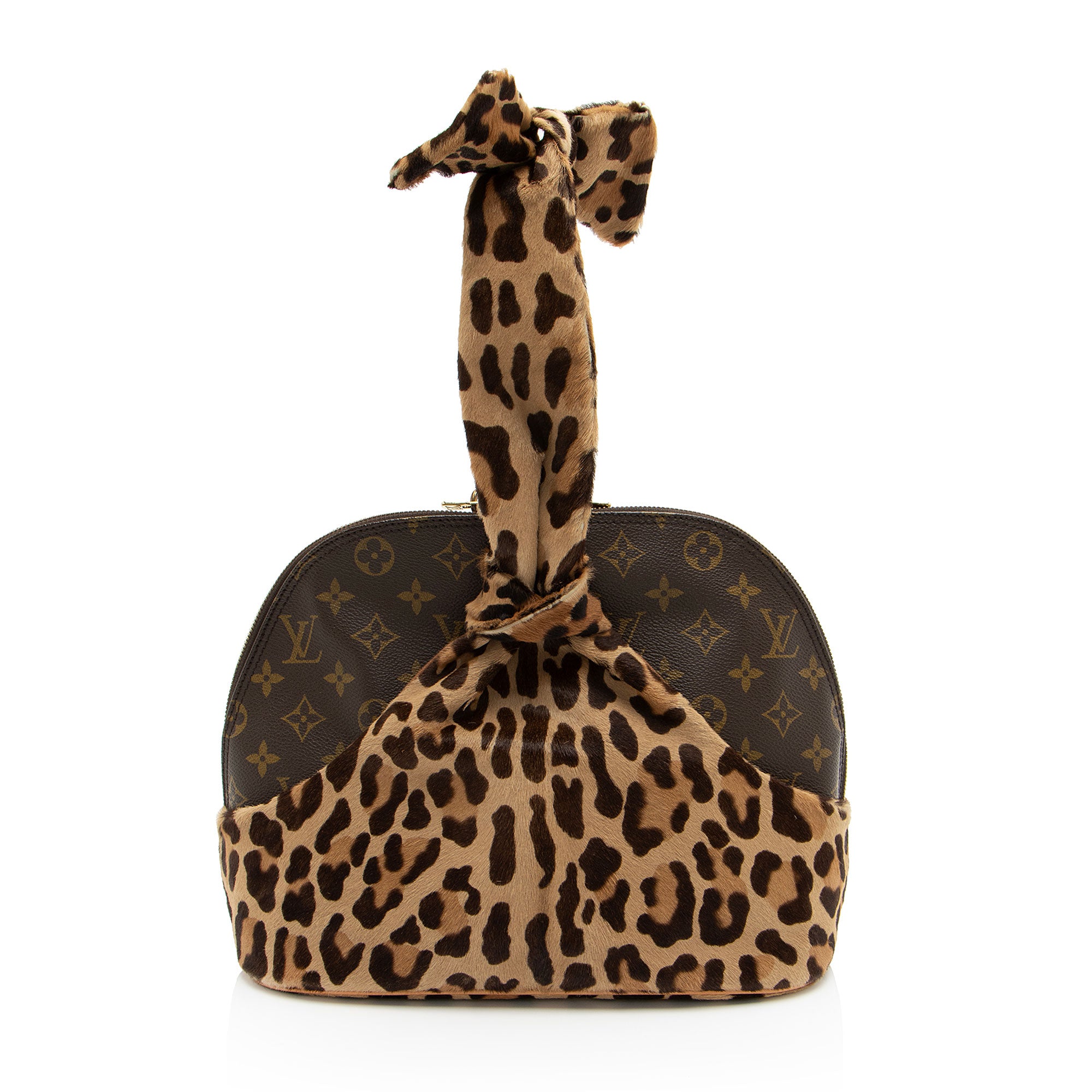 Louis Vuitton Vintage Limited Edition Monogram Canvas Leopard Pony Hair Alaia Alma Satchel (SHF-vCxD54)