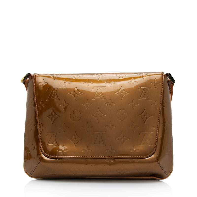 Louis Vuitton Vernis Leather Monogram Flap Shoulder Bag Beige
