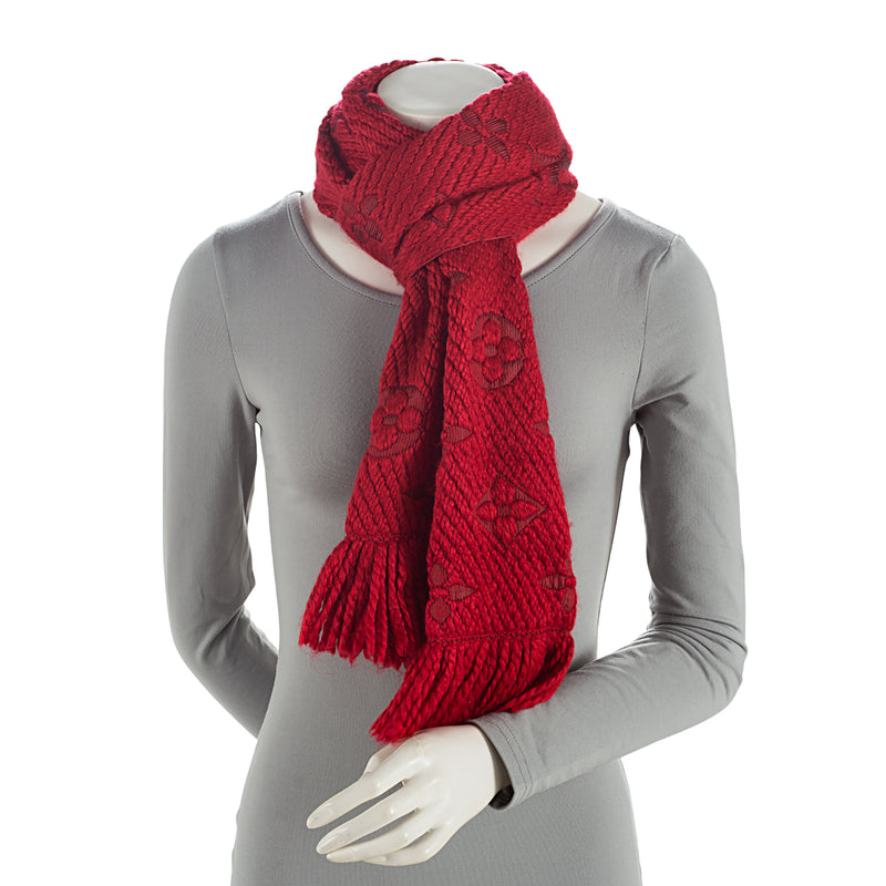 vuitton logomania scarf red