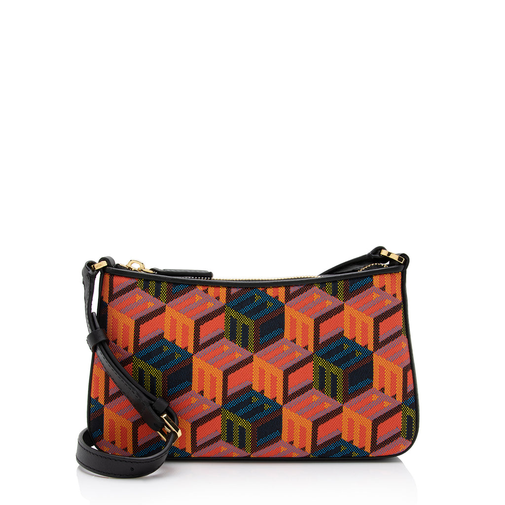 MCM Cubic Logo Jacquard Shoulder Mini Pochette Bag Purse