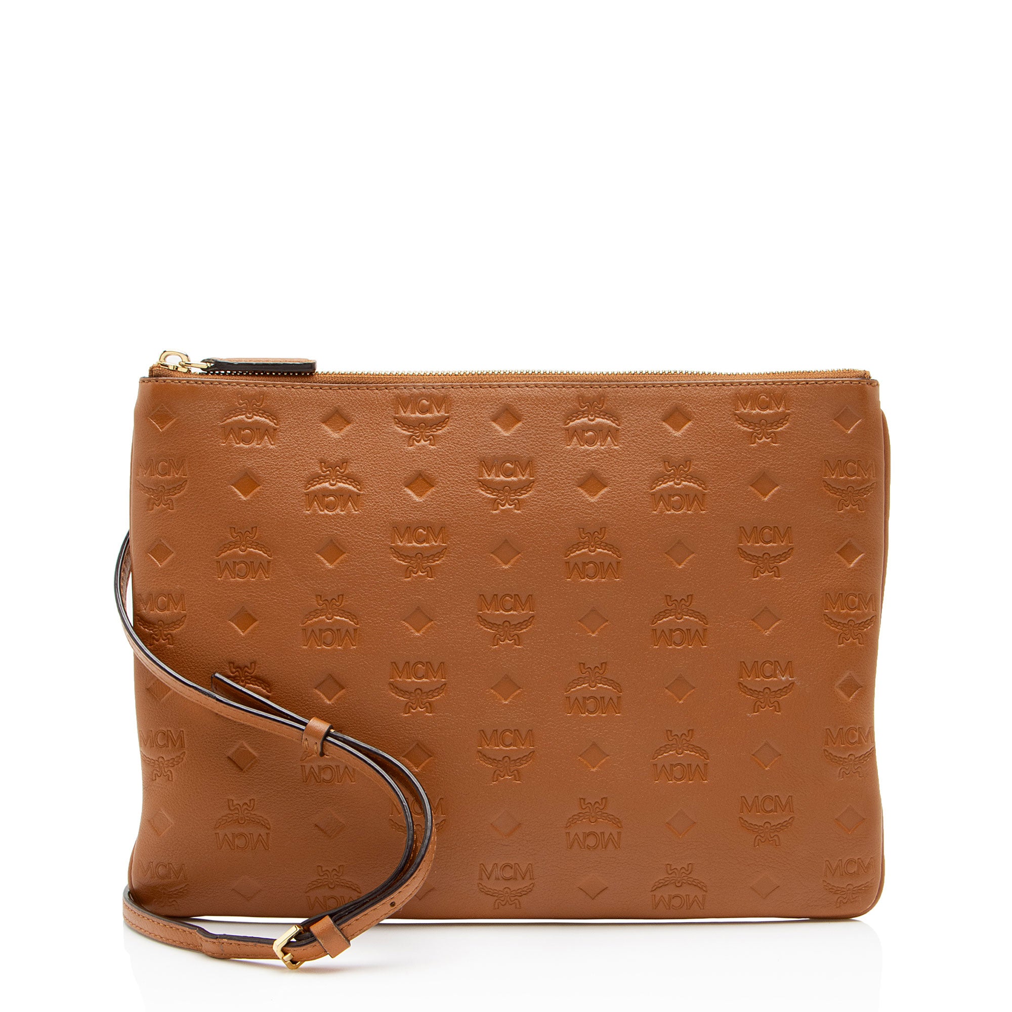 MCM Embossed Leather Aren Medium Crossbody